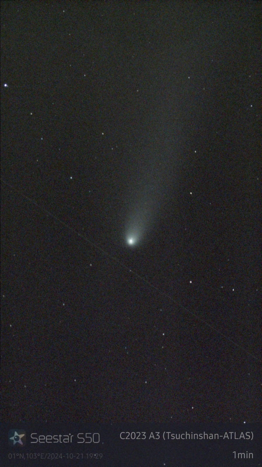 Photo of Comet C/2023 A3 (Tsuchinshan-ATLAS) taken with SeeStar S50 smart telescope on 21.10.24.