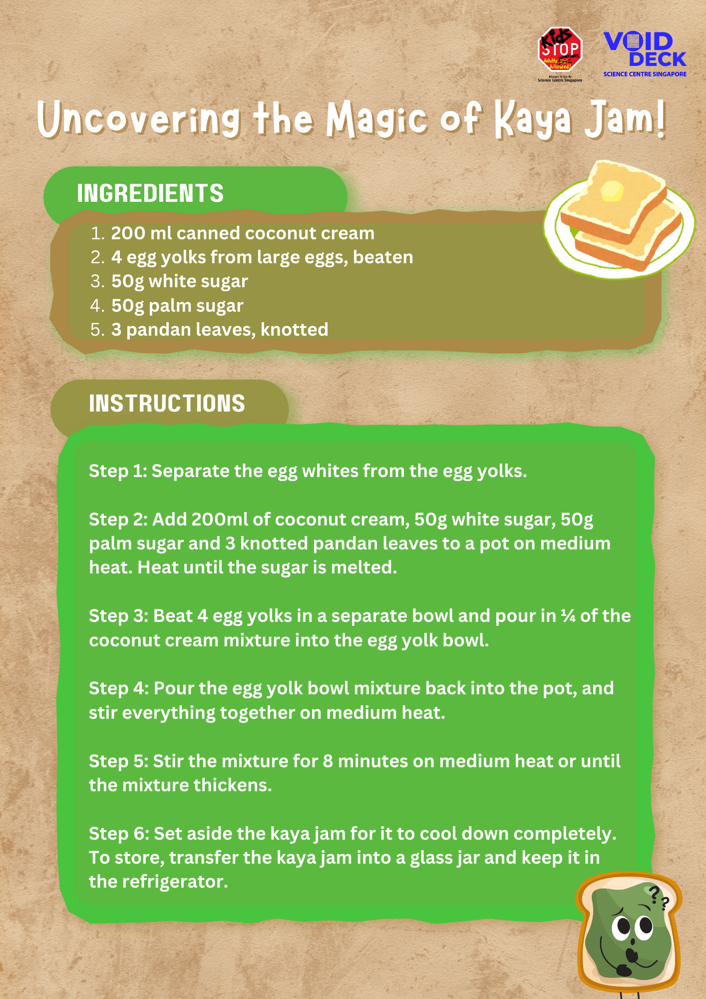 Printable kaya jam recipe.