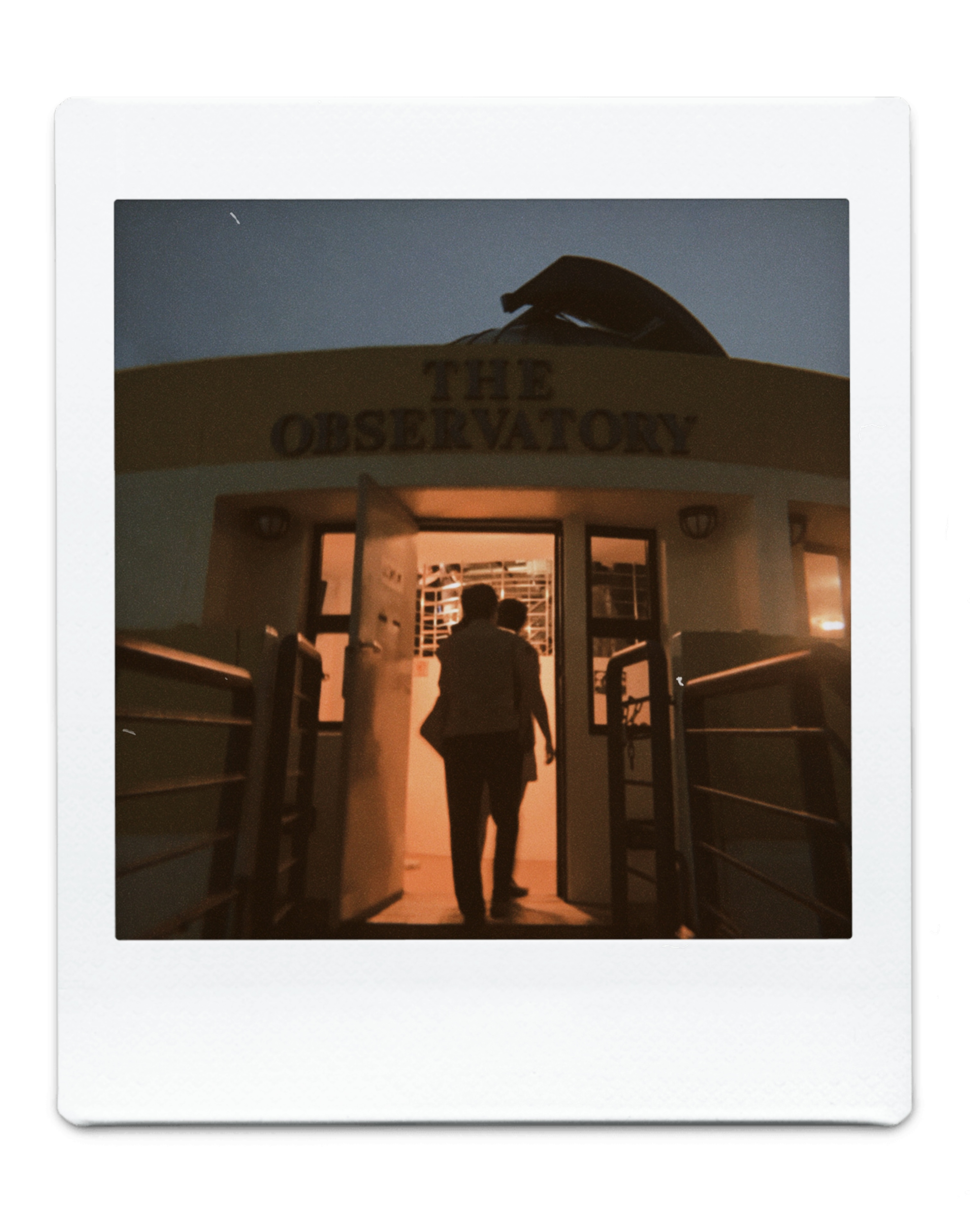 A polaroid showing the main dome of the Science Centre Observatory.