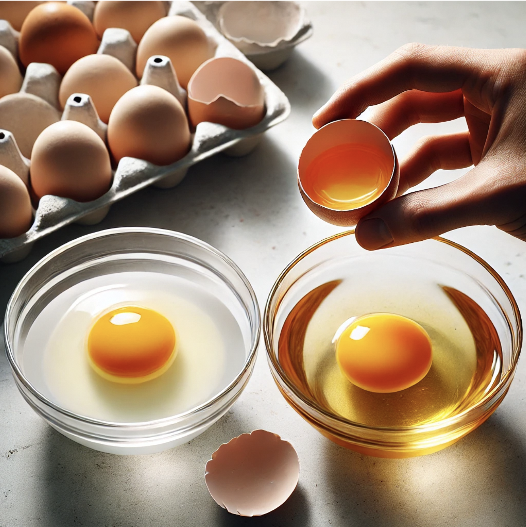 Image generated by DALL-E separating egg yolk