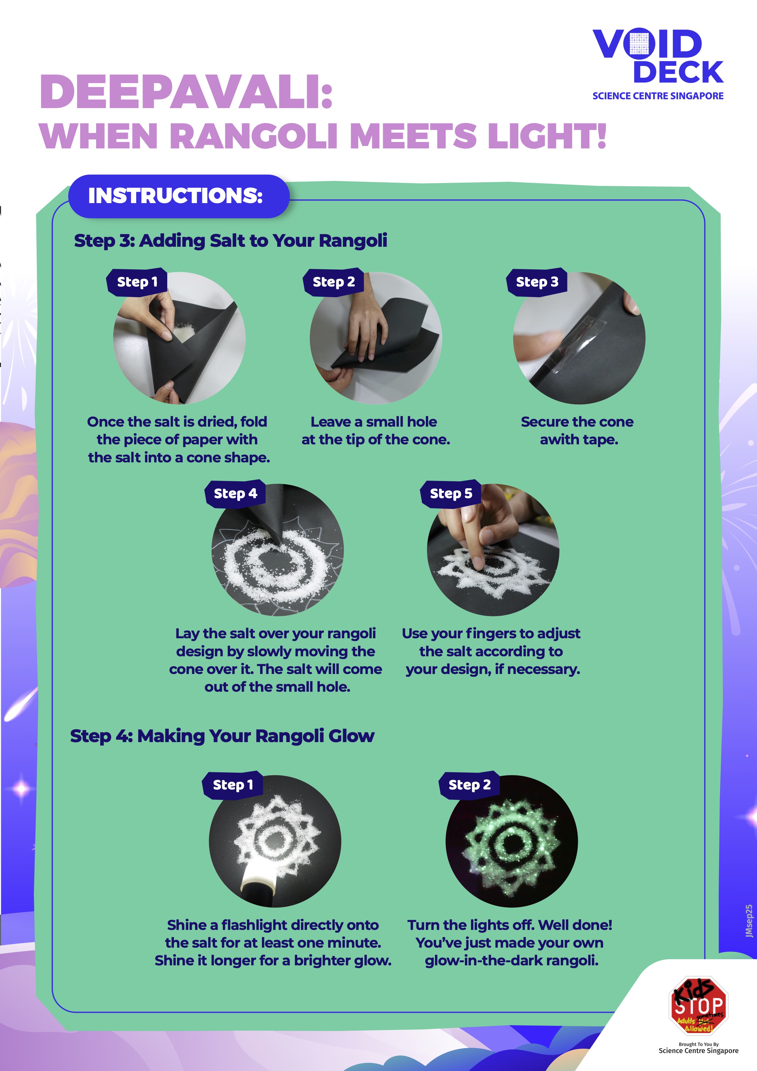Void Deck DIY Glow in the Dark Rangoli Activity Guide Page 2