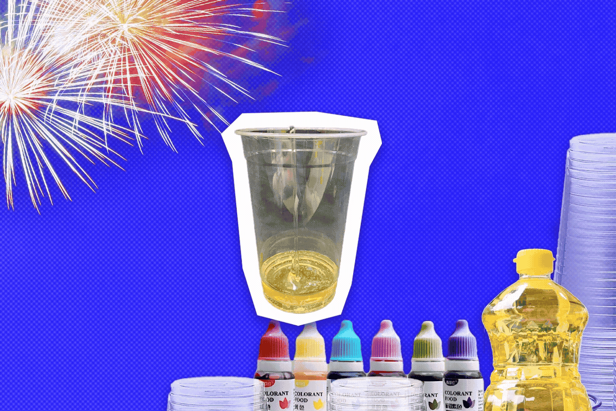 Animation of liquid fireworks activity